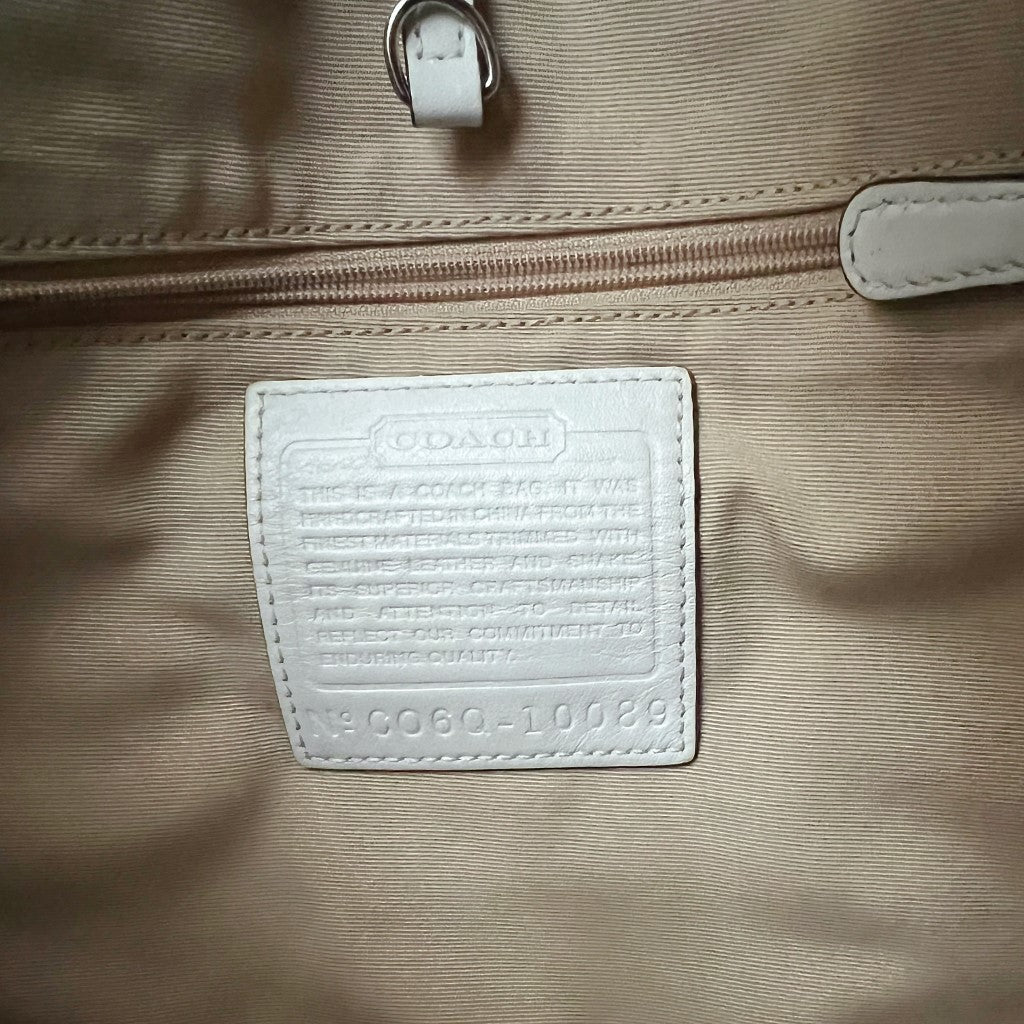 Coach White Leather Monogram Buckled Detail Shoulder Bag