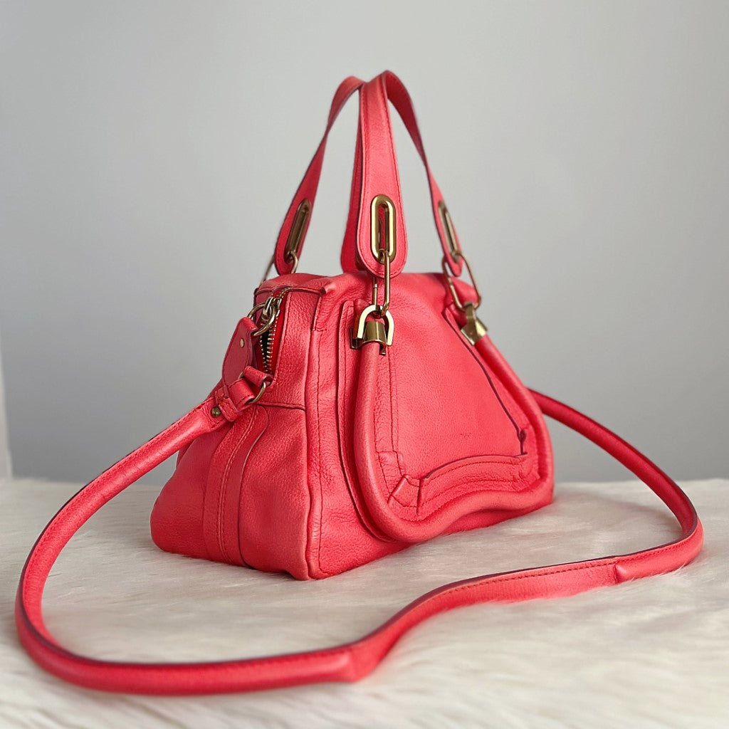 Chloe Iconic Rose Leather Paraty 2 Way Shoulder Bag