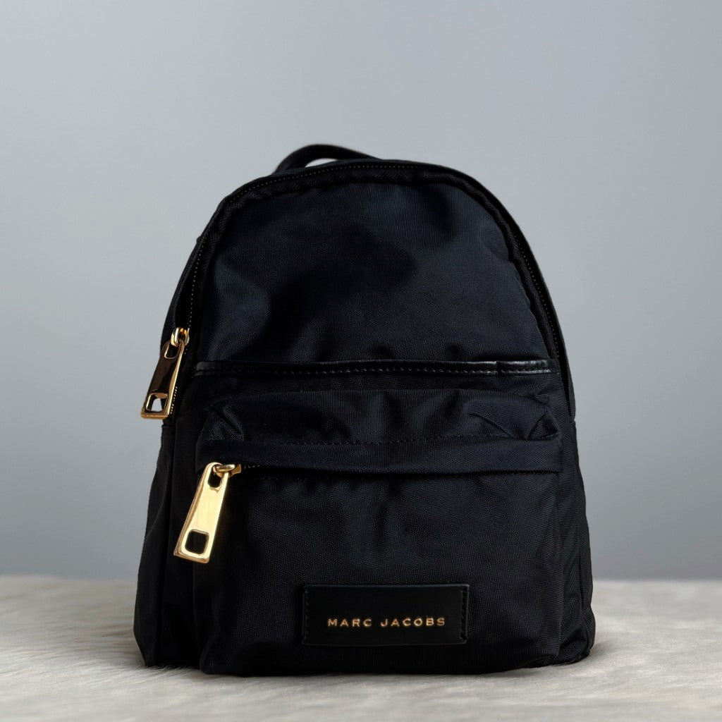 Marc Jacobs Black Nylon Front Logo Backpack