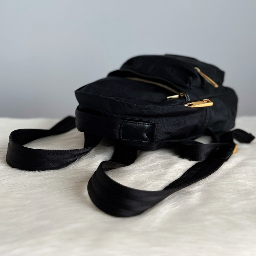 Marc Jacobs Black Nylon Front Logo Backpack