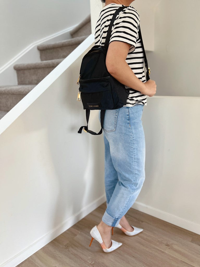 Marc Jacobs Black Nylon Front Logo Backpack