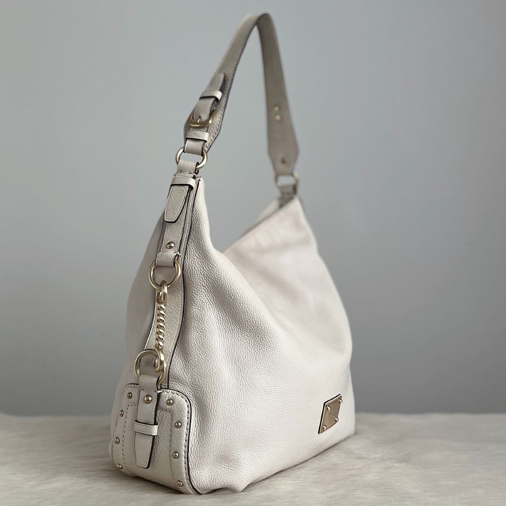 Michael Kors Creamy Leather Side Detail Slouchy Shoulder Bag