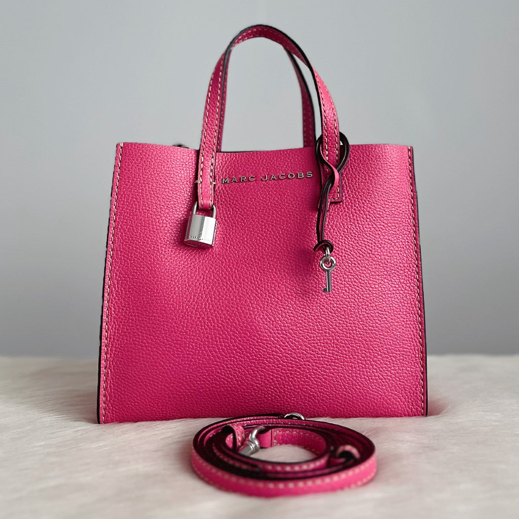 Marc Jacobs Fuchsia Leather Triple Compartment 2 Way Shoulder Bag