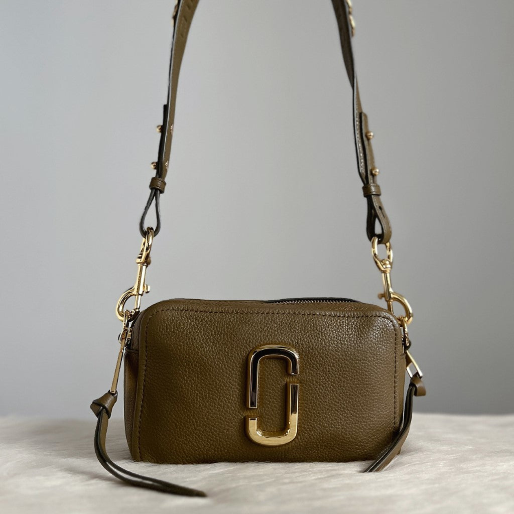 Marc Jacobs Olive Leather Camera Crossbody Shoulder Bag Excellent