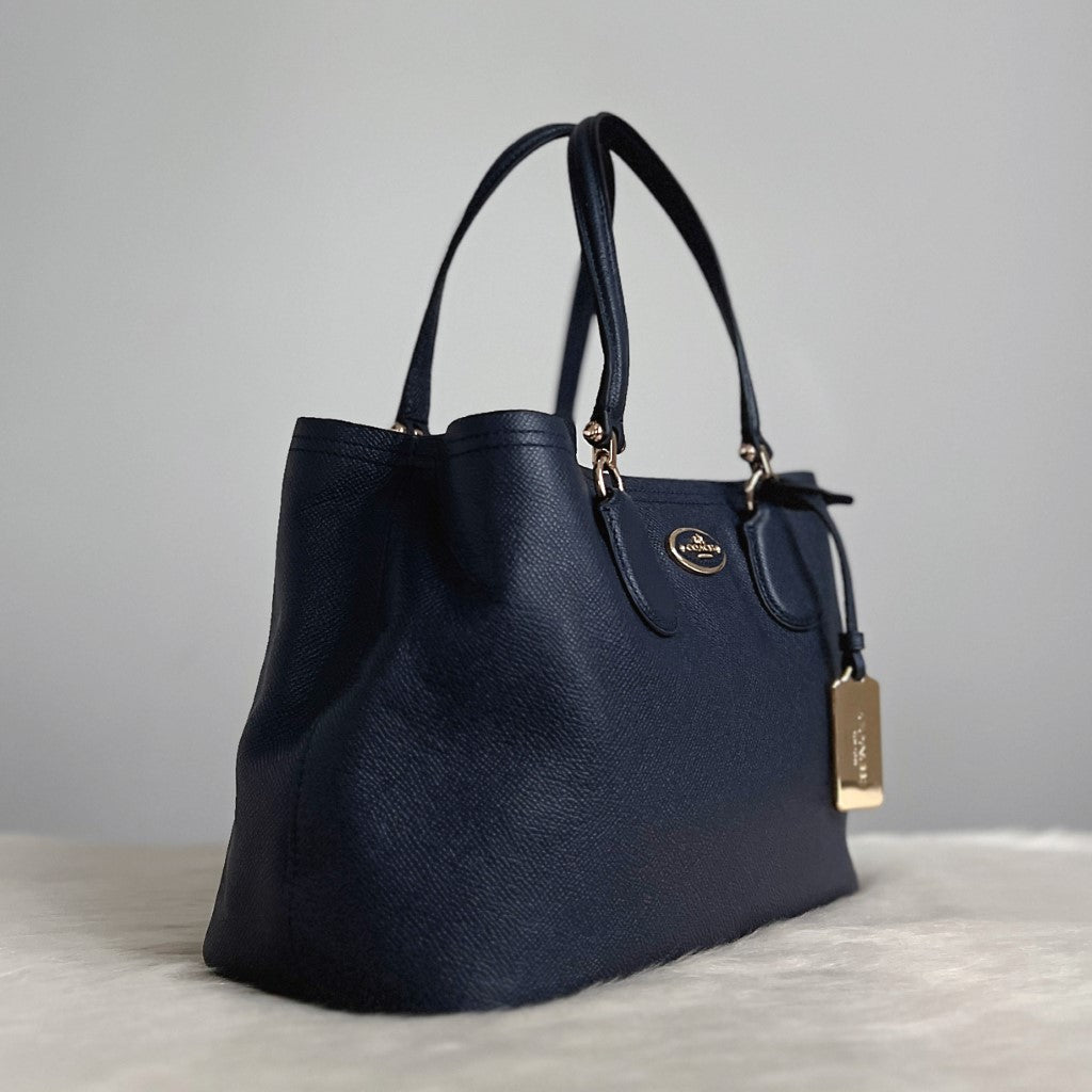 Coach Navy Leather Triple Compartment 2 Way Shoulder Bag