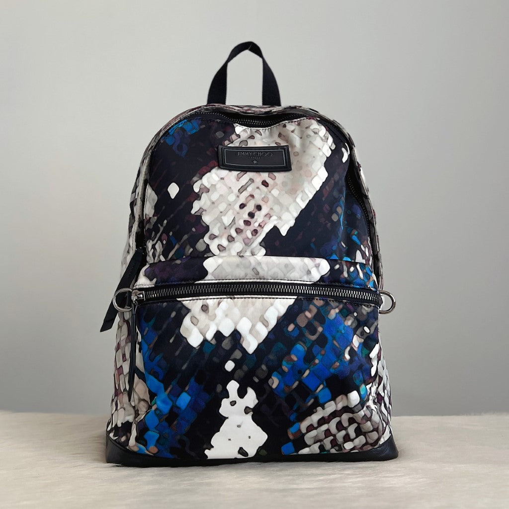 Jimmy Choo Colourful Pattern Front Zip Compartment Carryall Backpack