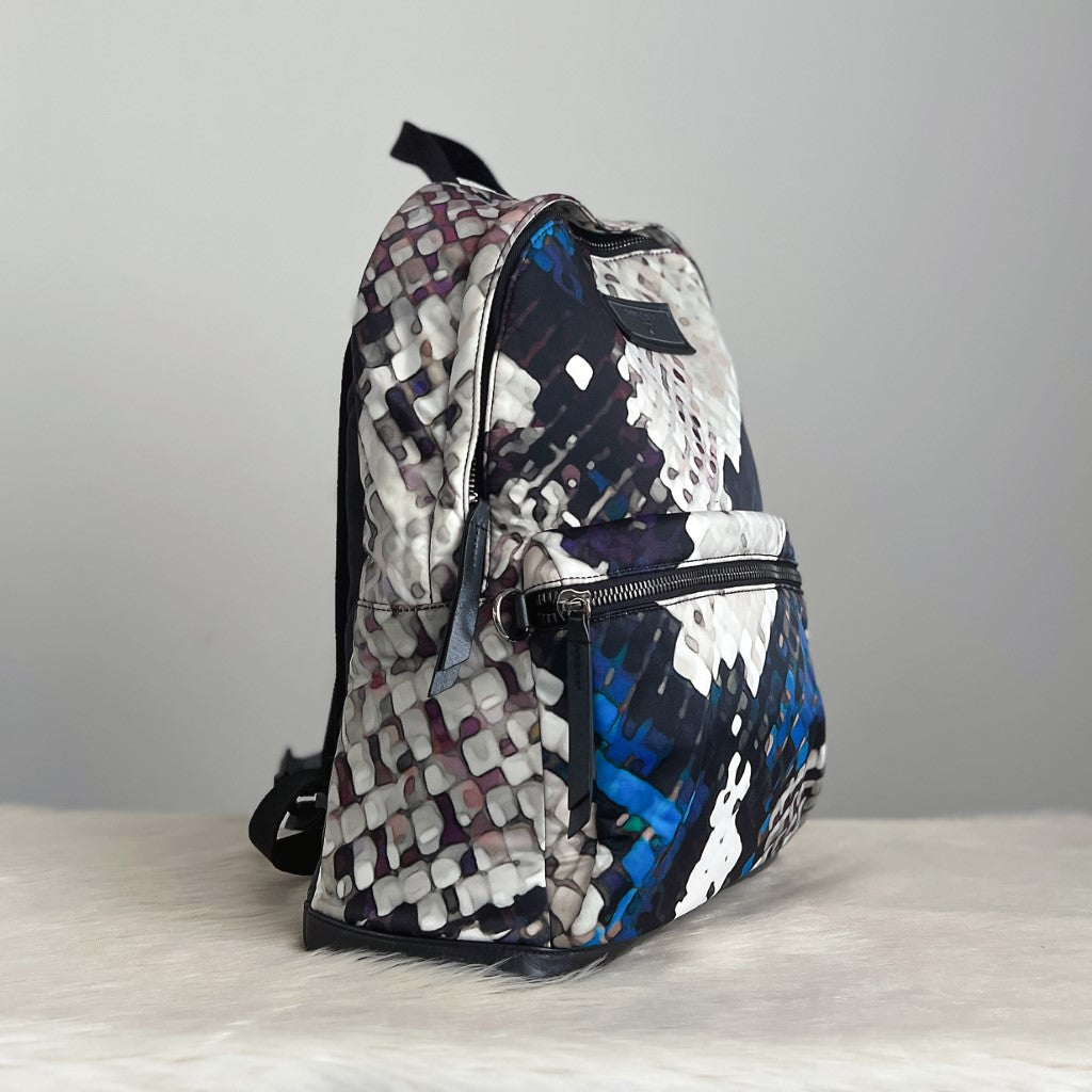 Jimmy Choo Colourful Pattern Front Zip Compartment Carryall Backpack