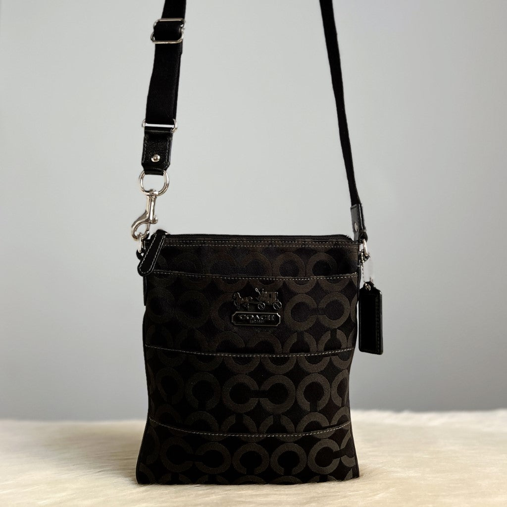 Coach Black Monogram Small Crossbody Shoulder Bag Excellent