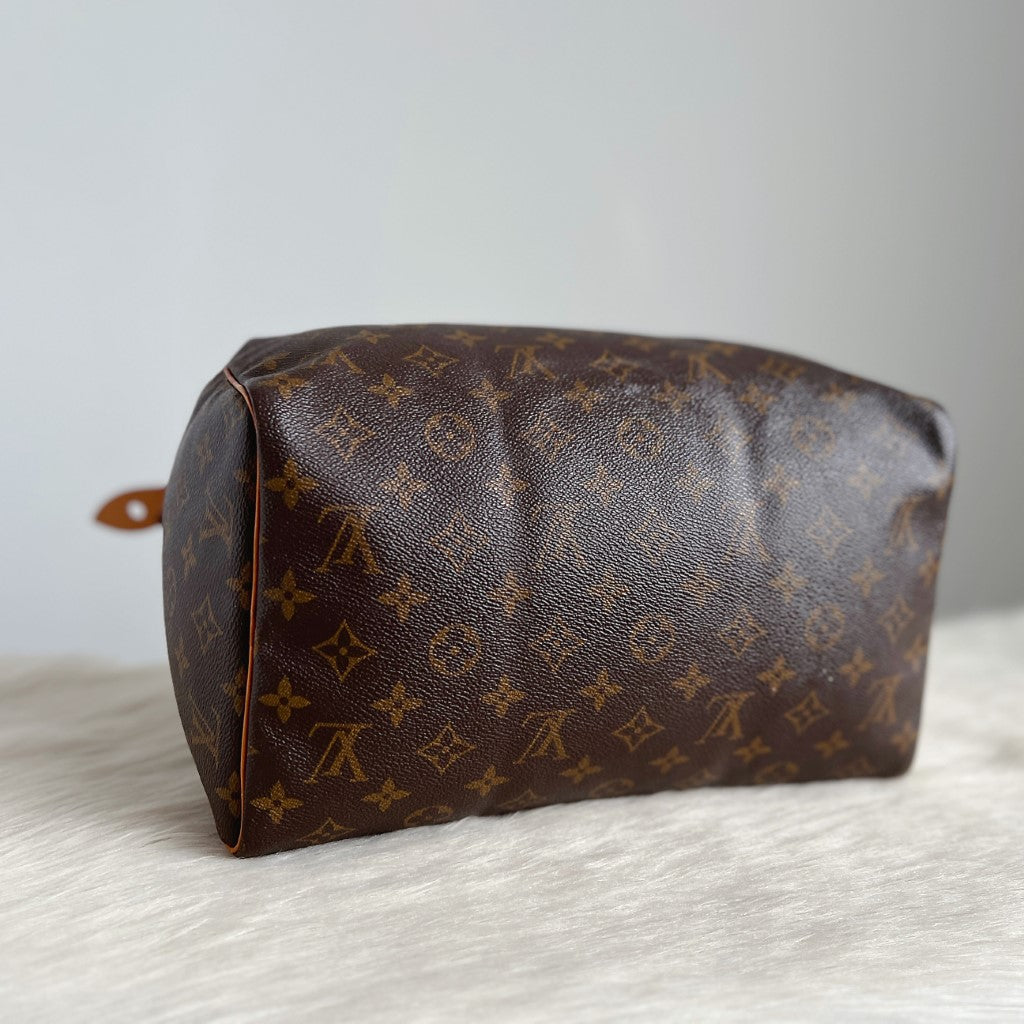 Louis Vuitton Signature Monogram Speedy 30 Bag + Lock & Keys