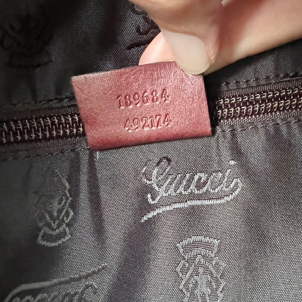 Gucci Burgundy Leather Oversized Weekend Travel Shoulder Bag