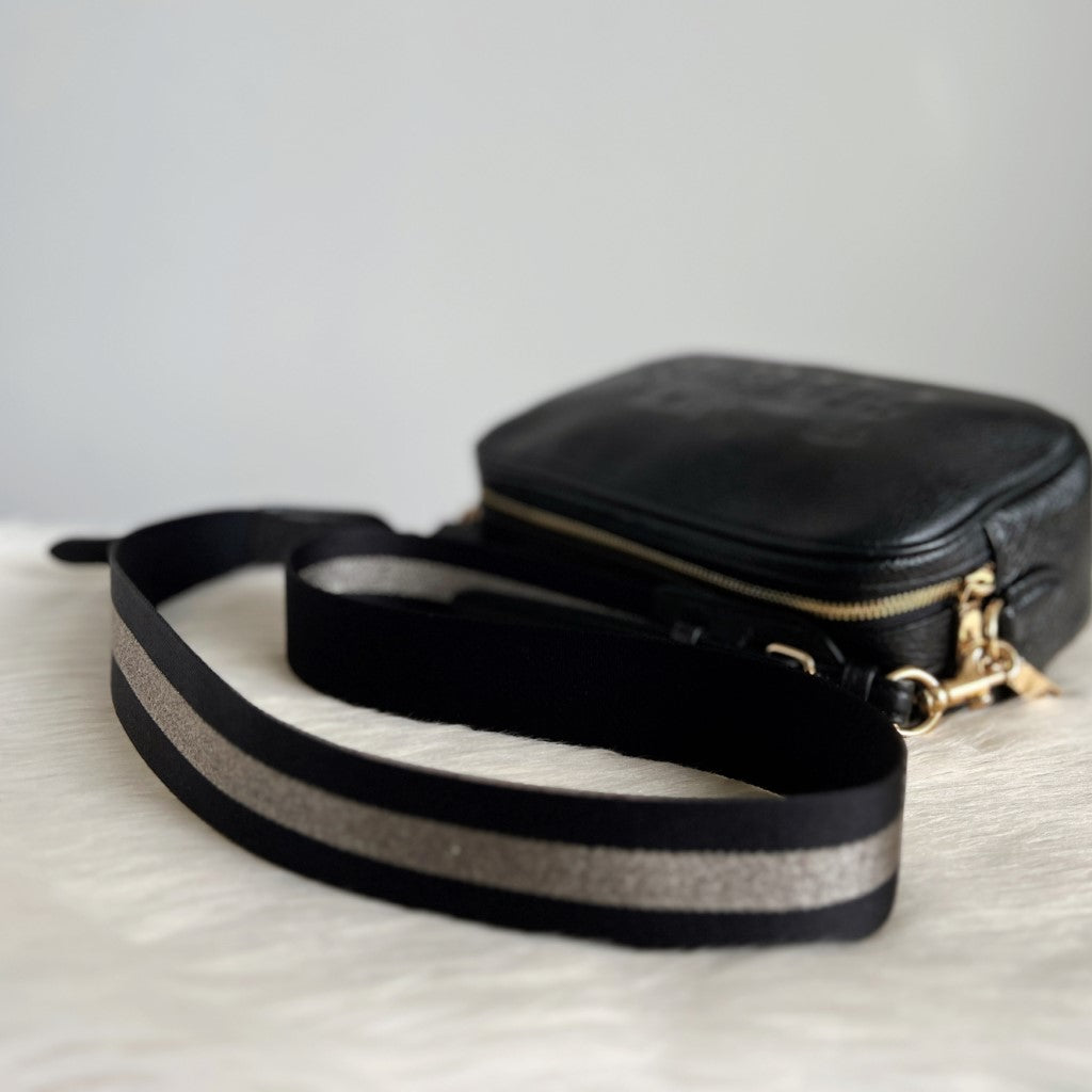 Coach Black Leather Double Compartments Crossbody Shoulder Bag Excellent