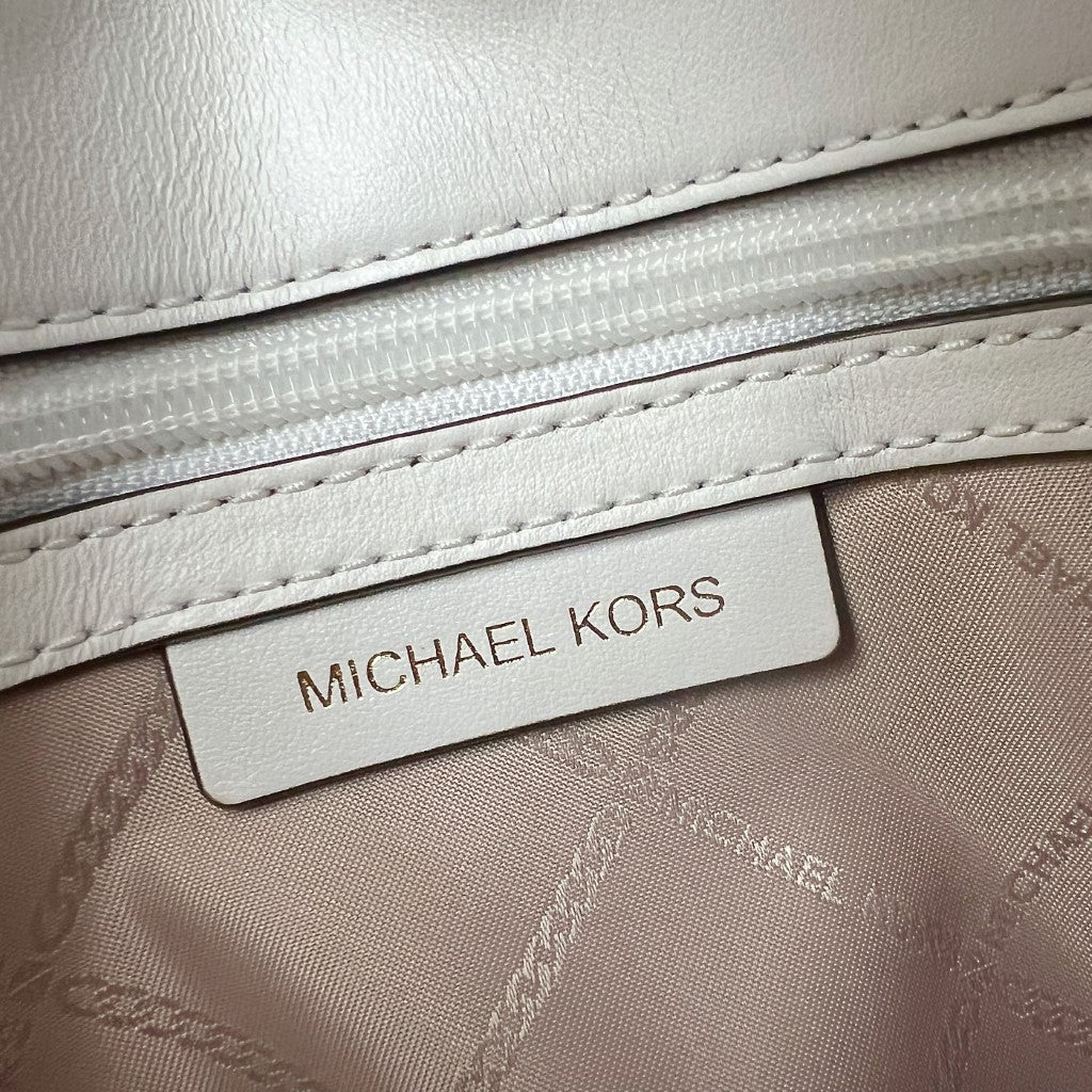 Michael Kors White Leather Straw Holiday 2 Way Shoulder Bag Like New