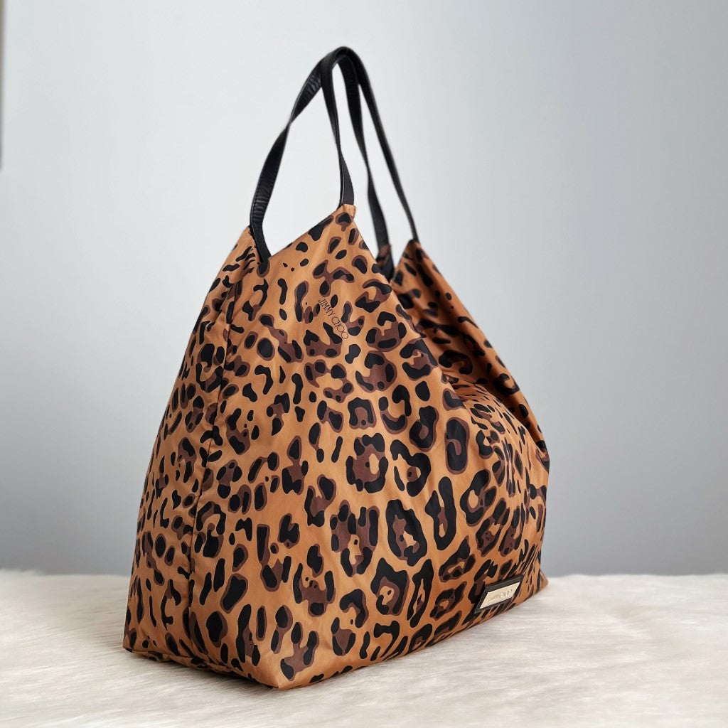 Jimmy Choo Leopard Print Slouchy Shoulder Bag Excellent