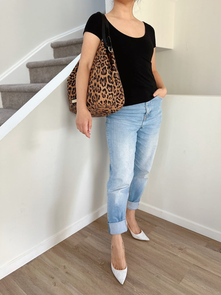 Jimmy Choo Leopard Print Slouchy Shoulder Bag Excellent