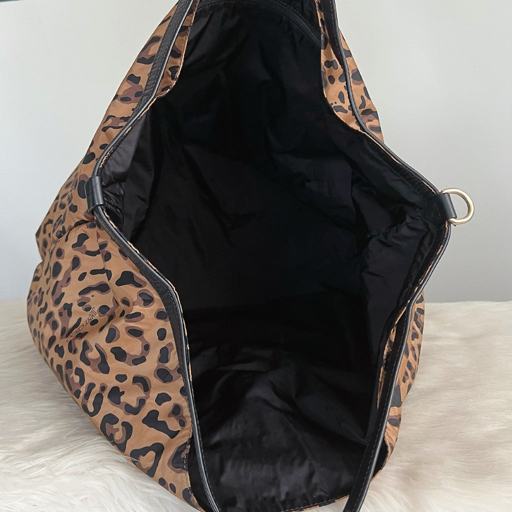 Jimmy Choo Leopard Print Slouchy Shoulder Bag Excellent