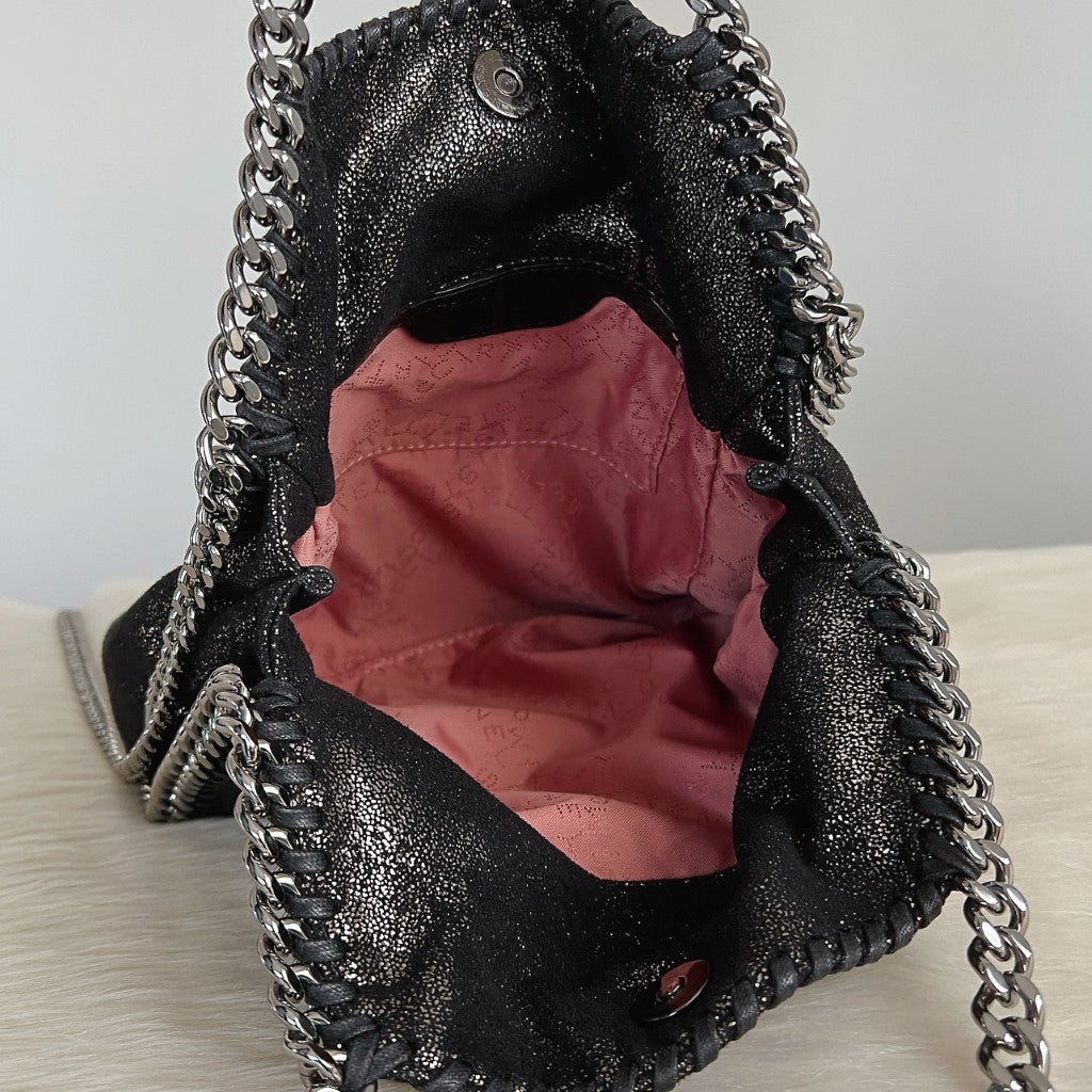 Stella McCrtney Metallic Charcoal Signature Falabella Shoulder Bag Excellent