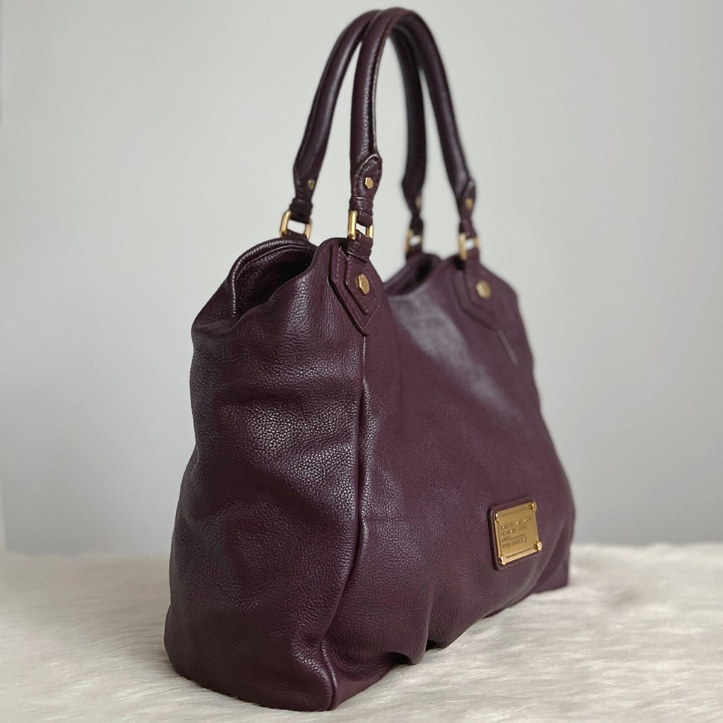 Marc Jacobs Plum Leather Front Logo 2 Way Shoulder Bag Excellent