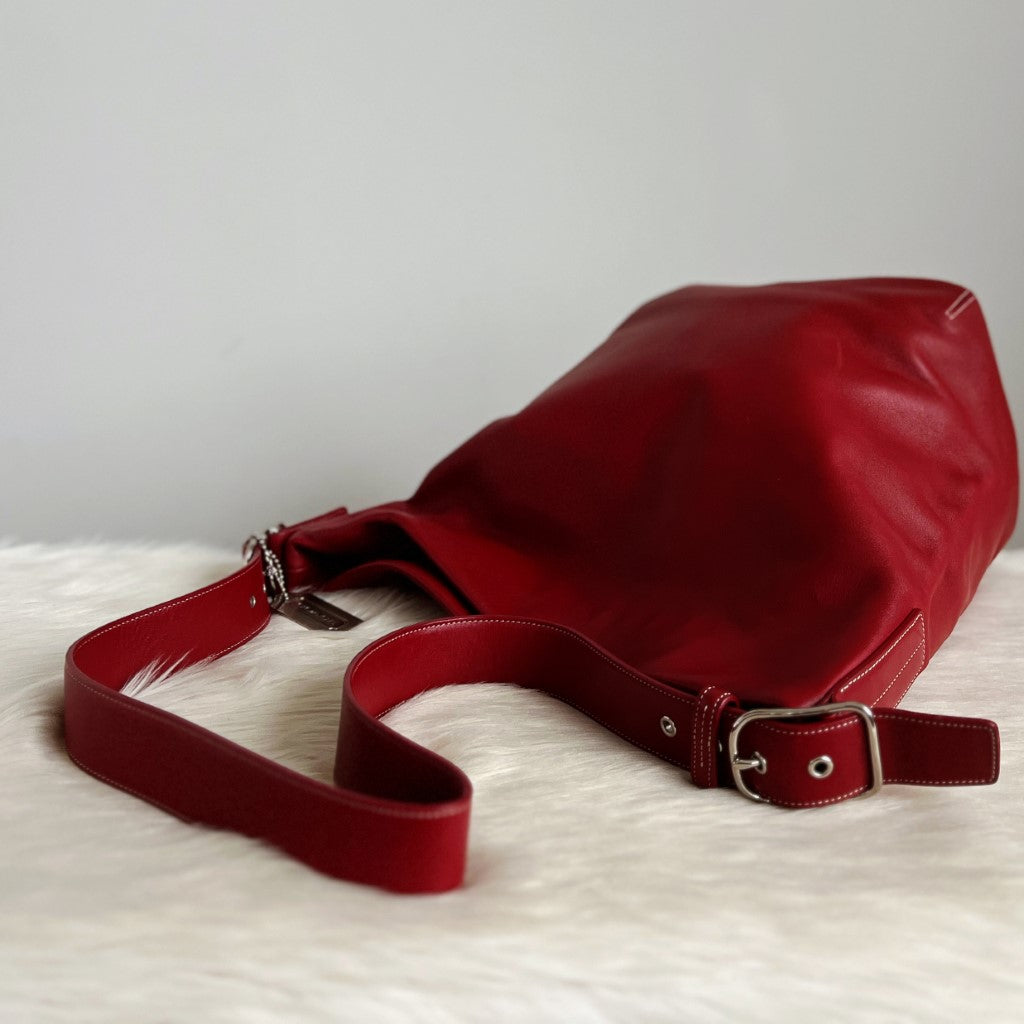 Coach Maroon Leather Bucket Slouchy Large Shoulder Bag