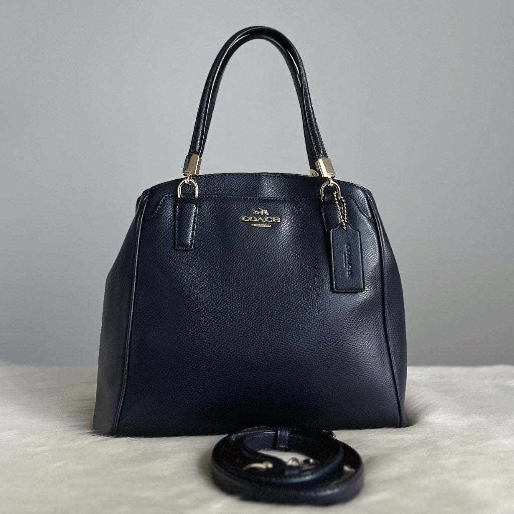 Coach Navy Leather Triple Compartment 2 Way Shoulder Bag