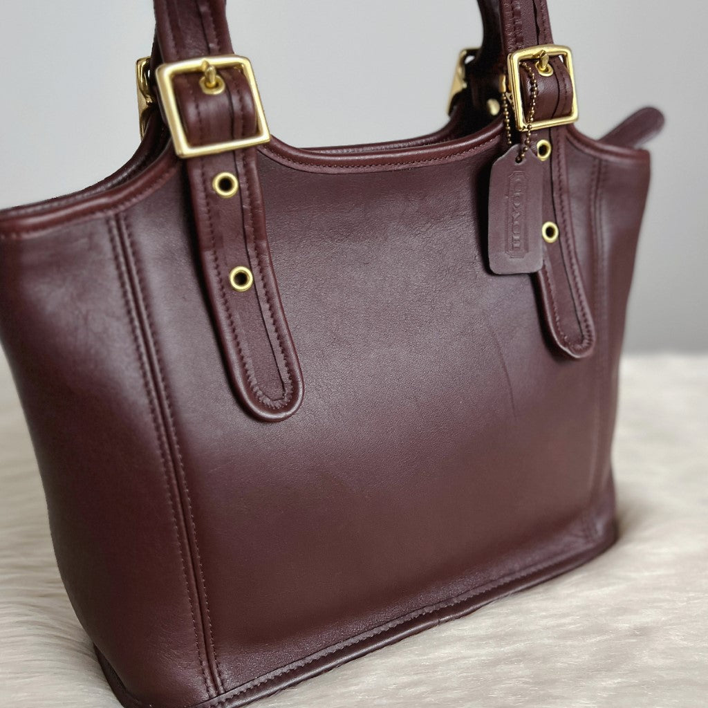 Coach Chocolate Leather Buckle Strap Shoulder Bag