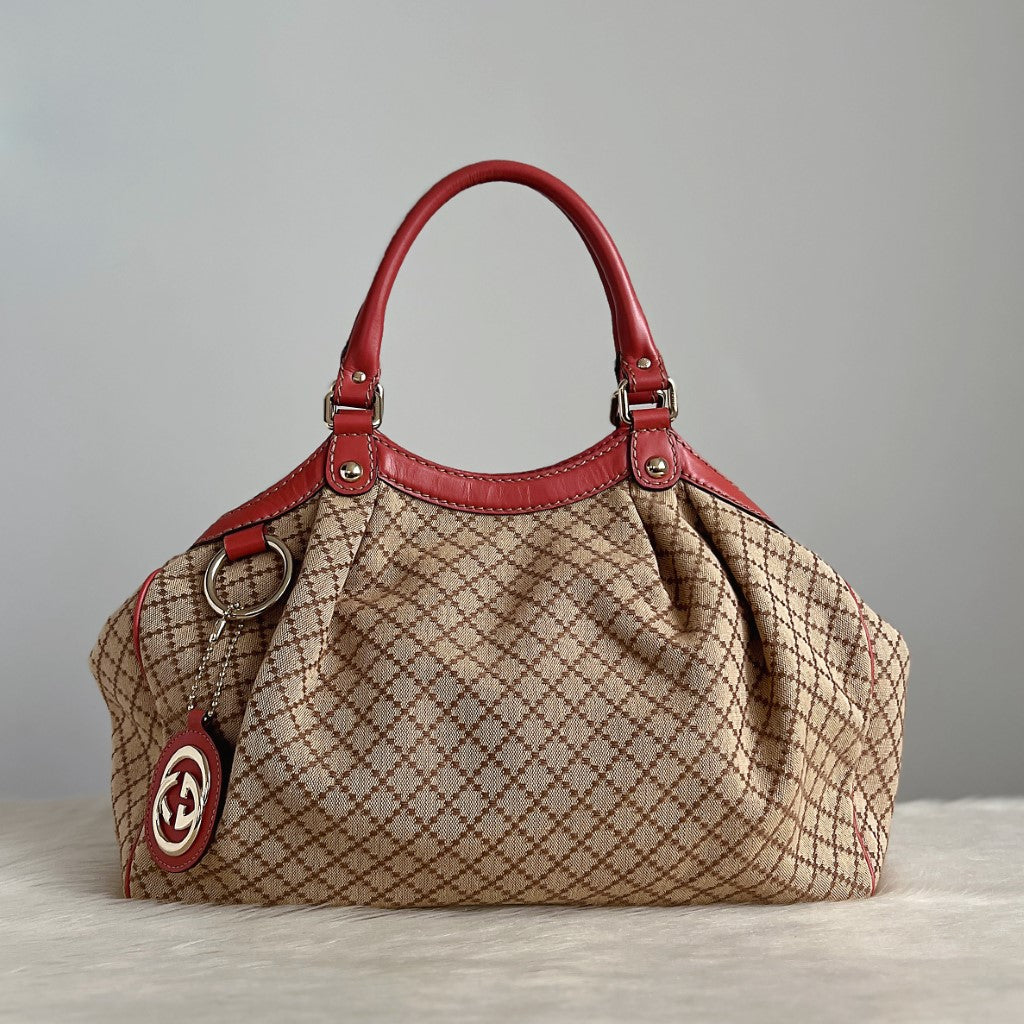 Gucci Signature Double G Rose Leather Trim Shoulder Bag