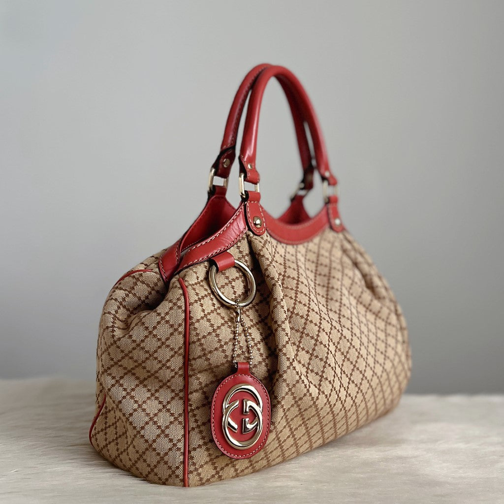 Gucci Signature Double G Rose Leather Trim Shoulder Bag