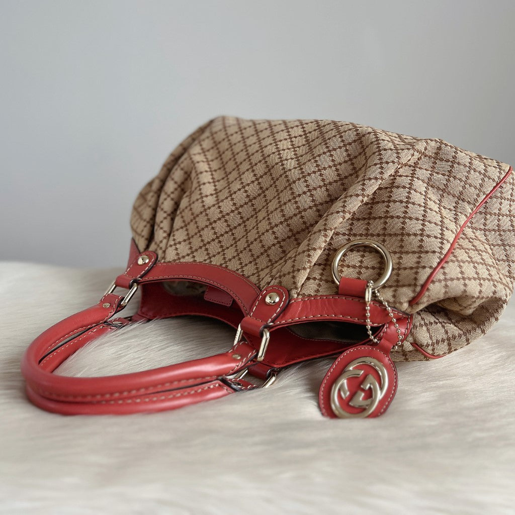 Gucci Signature Double G Rose Leather Trim Shoulder Bag