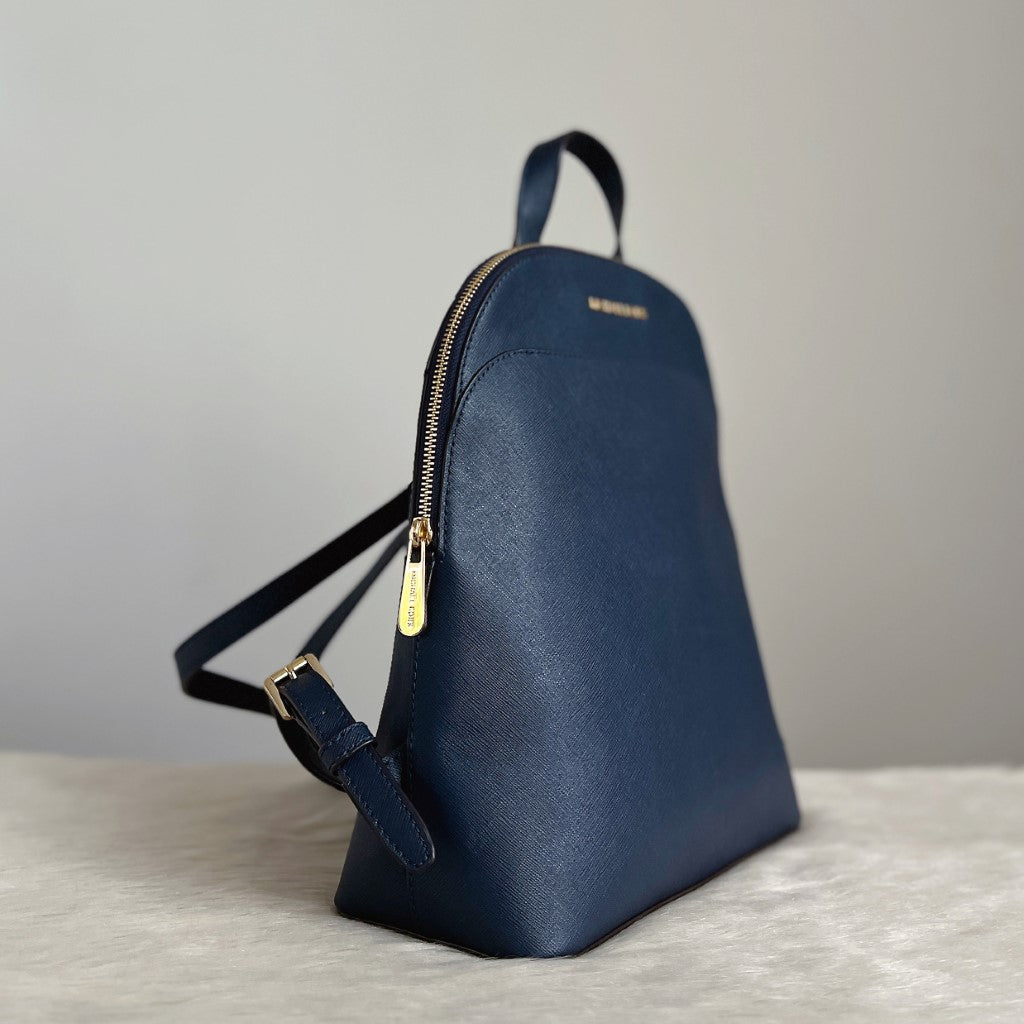 Michael Kors Navy Leather Front Logo Backpack Excellent