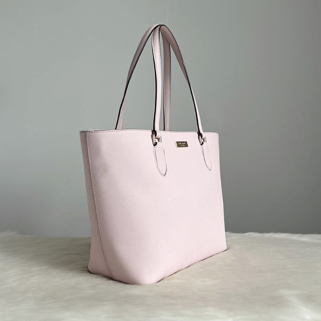 Kate Spade Blush Pink Leather Front Logo Shopper Shoulder Bag