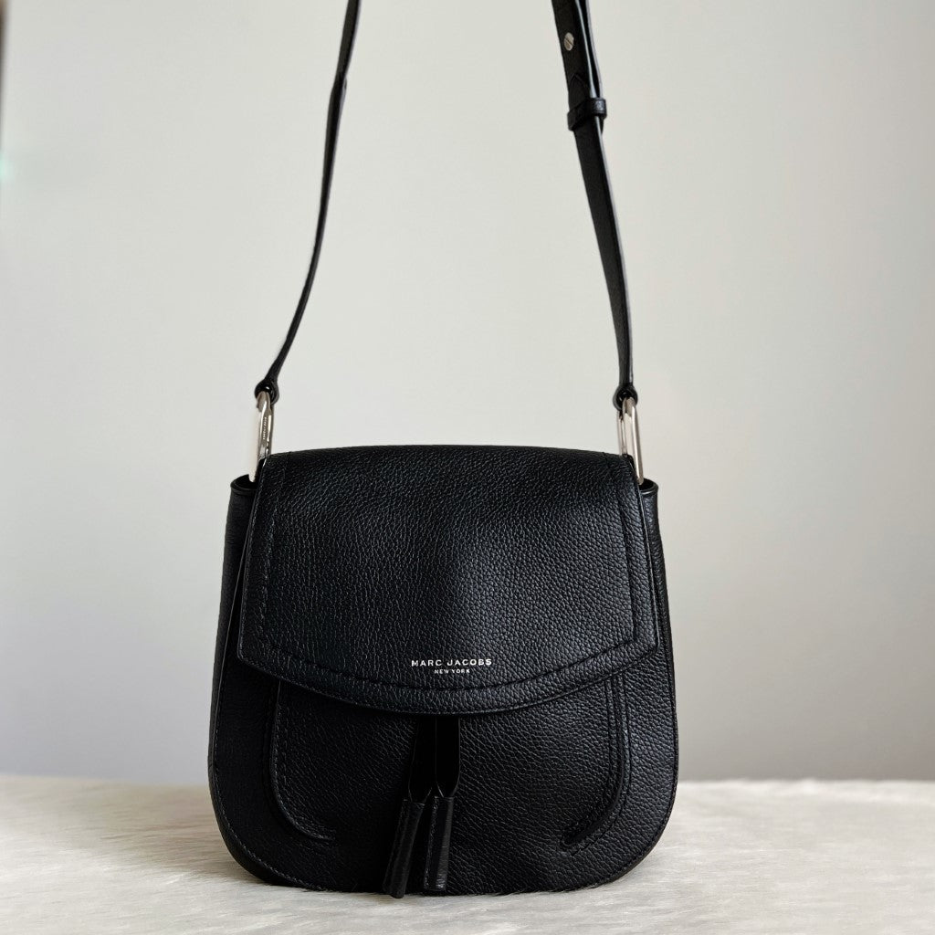 Marc Jacobs Black Leather Double Compartment Crossbody Shoulder Bag Like New