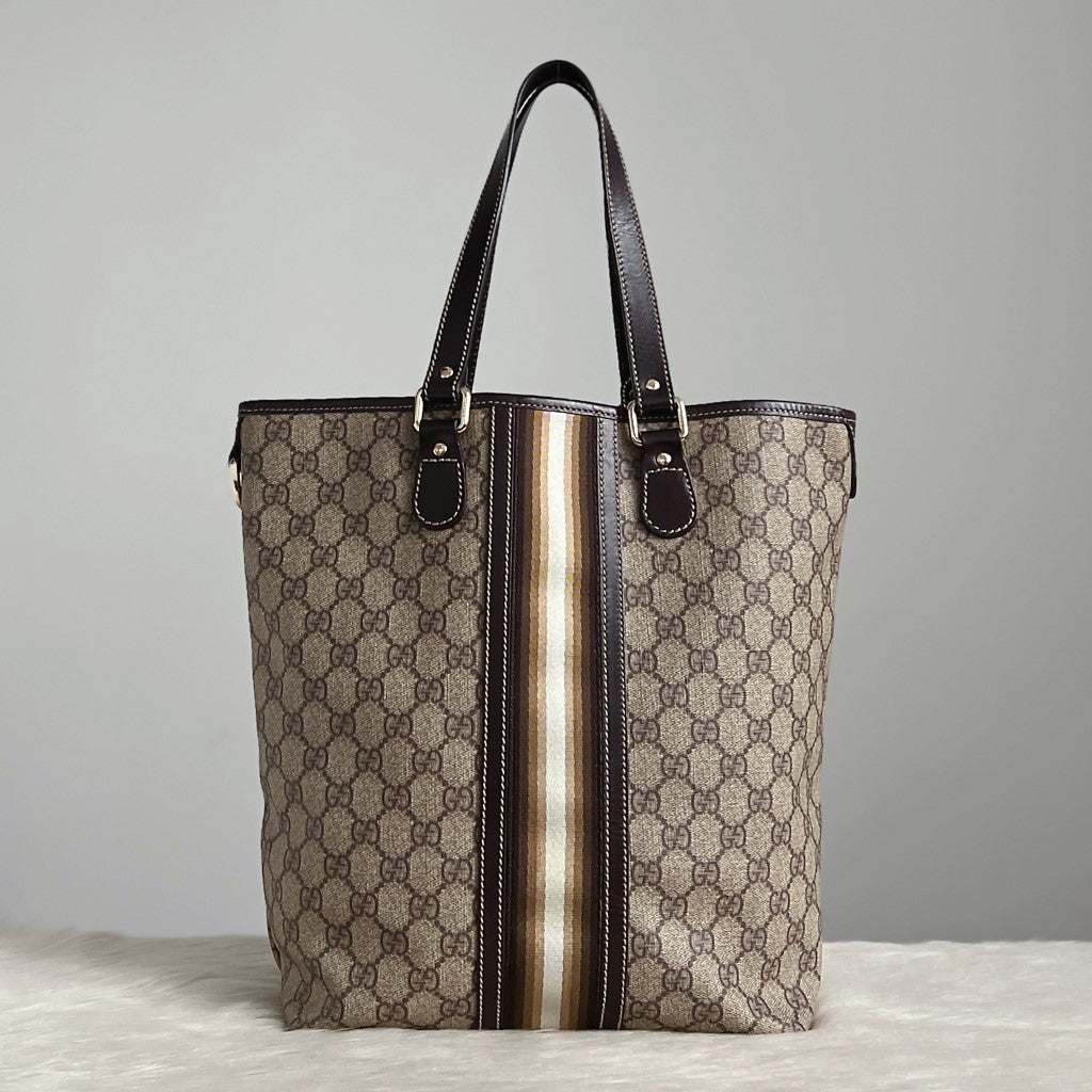 Gucci Signature Double G Monogram Stripe Detail Shoulder Bag