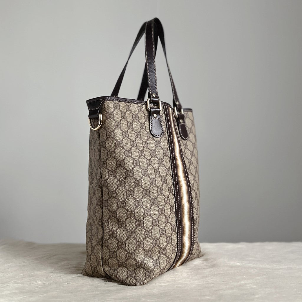 Gucci Signature Double G Monogram Stripe Detail Shoulder Bag