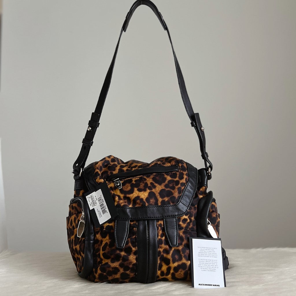 Alexander Wang Black Leather Leopard Marti 3 Way Backpack New with Tags