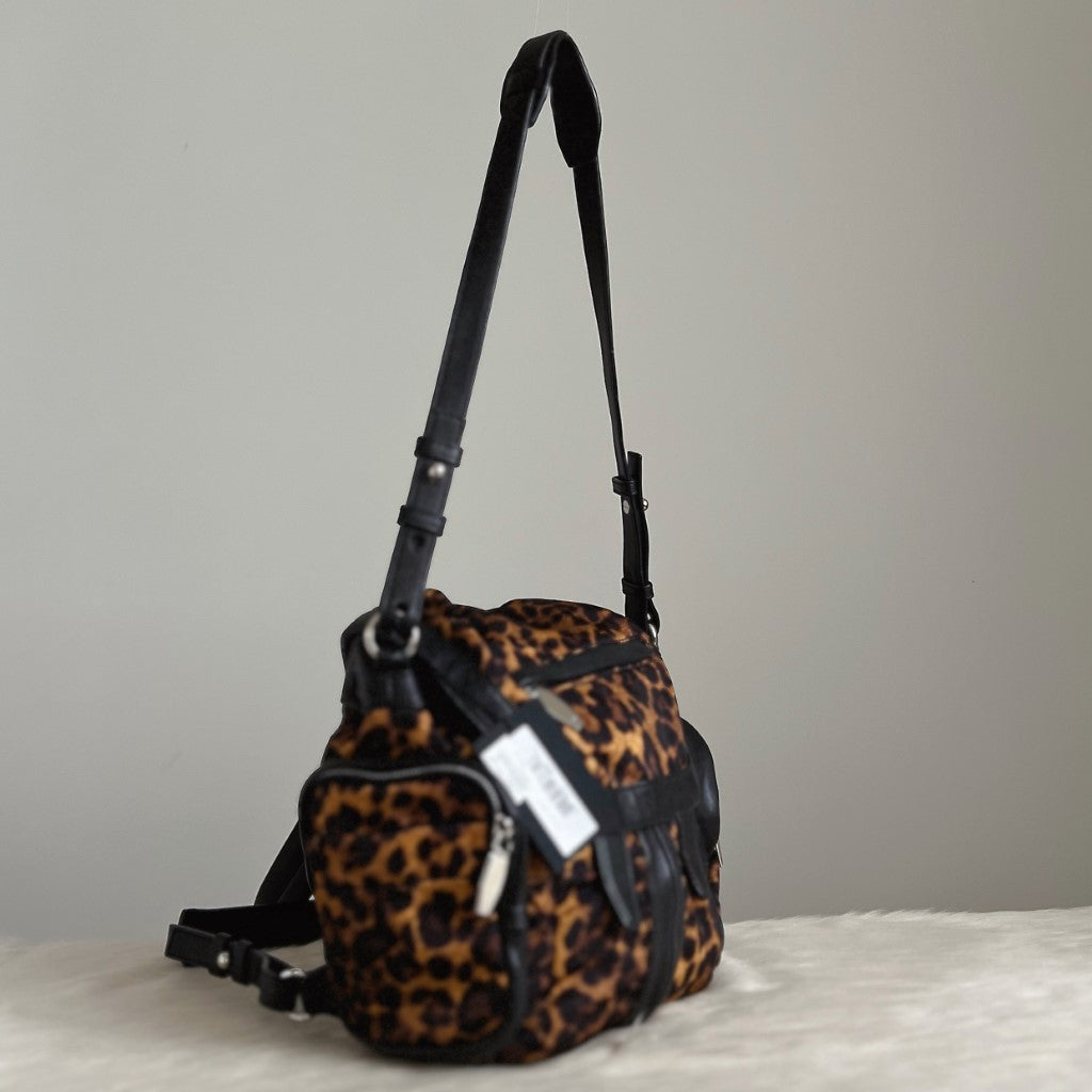 Alexander Wang Black Leather Leopard Marti 3 Way Backpack New with Tags