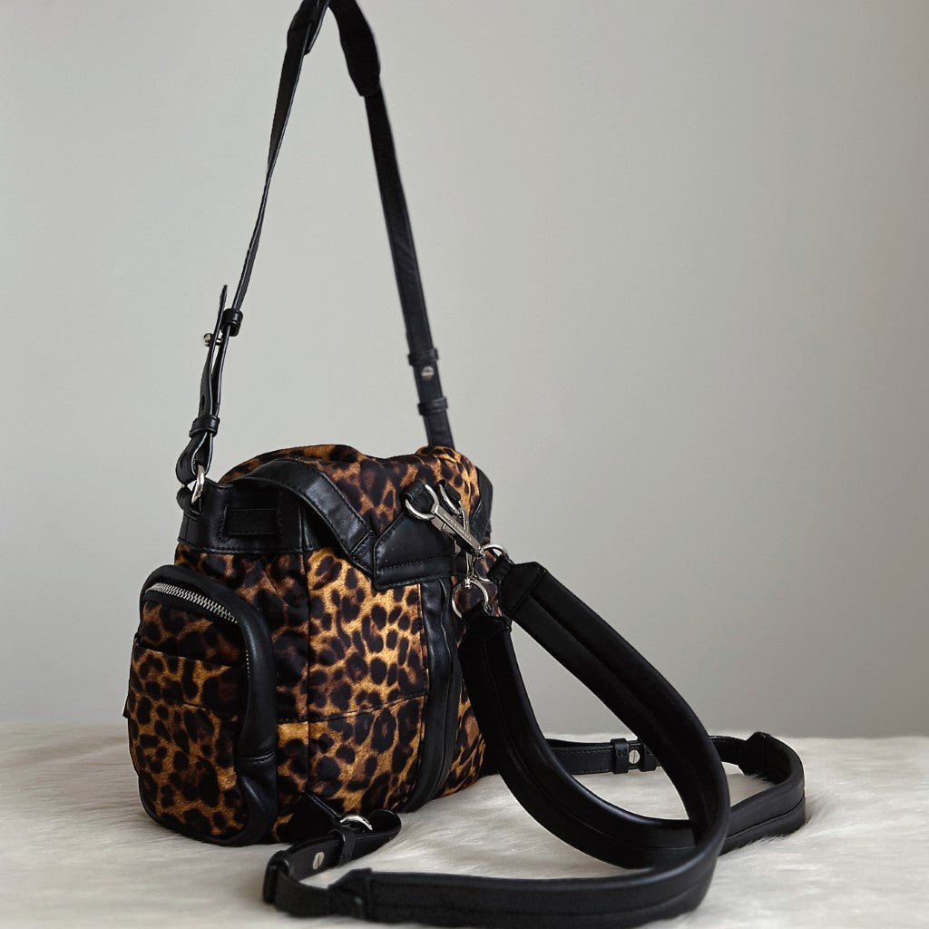 Alexander Wang Black Leather Leopard Marti 3 Way Backpack New with Tags