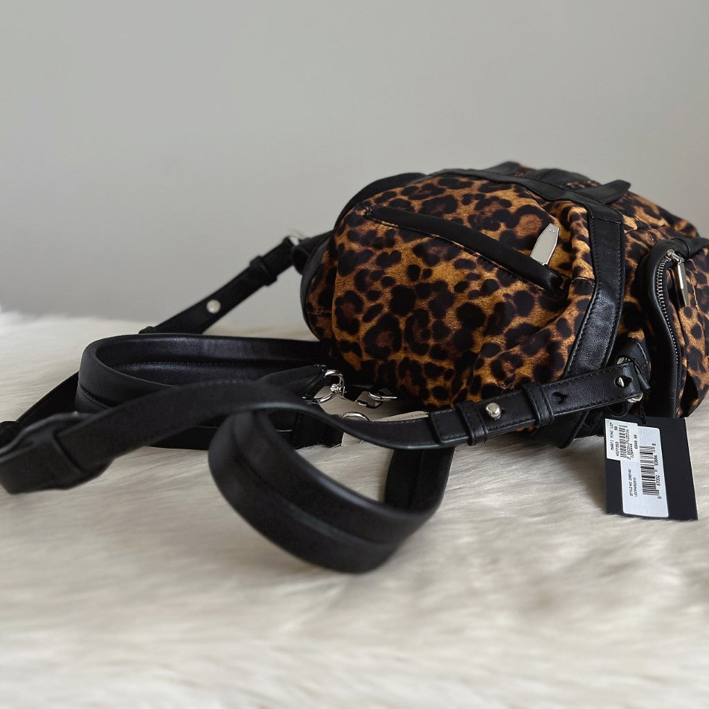 Alexander Wang Black Leather Leopard Marti 3 Way Backpack New with Tags