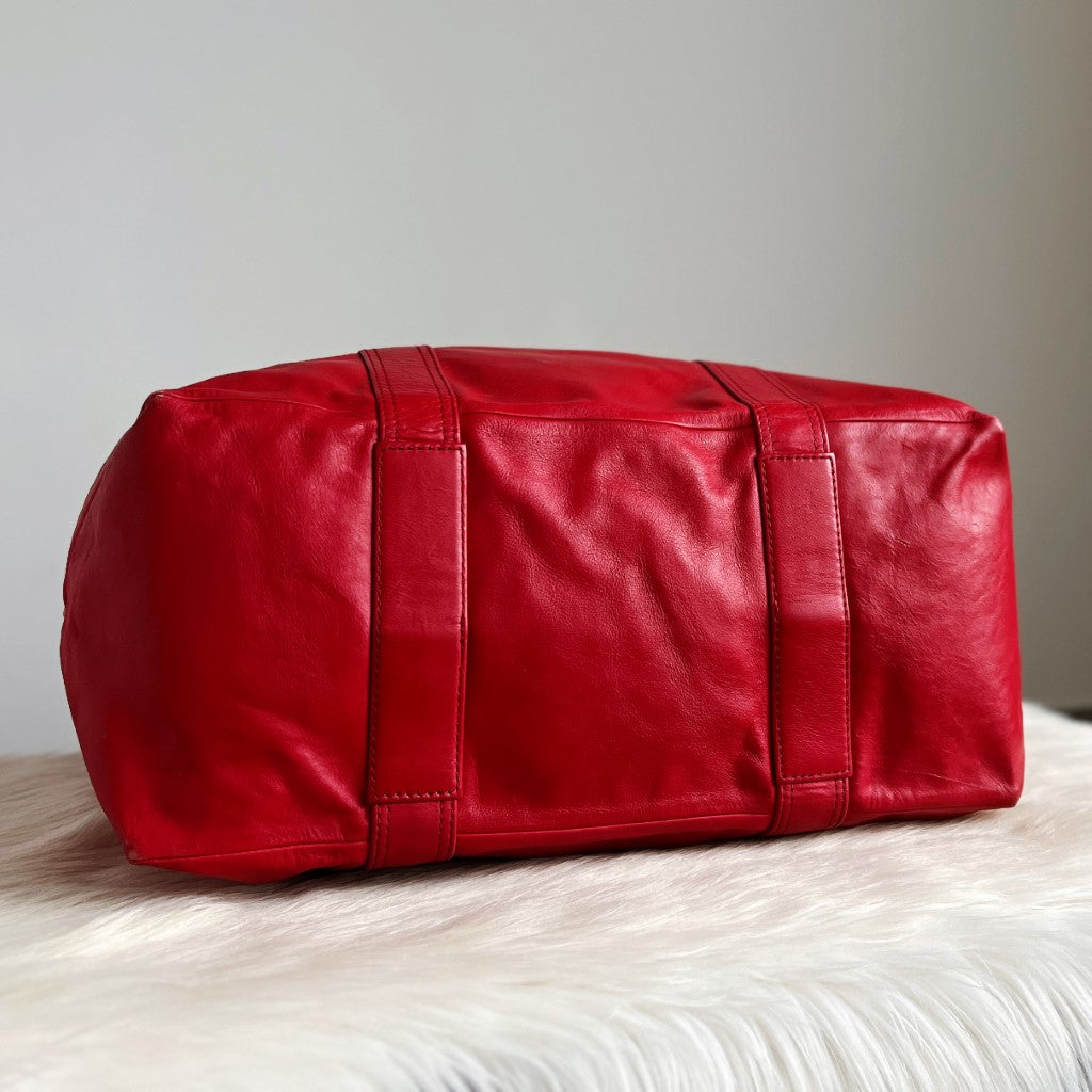 Marc Jacobs Red Leather Oversized Holiday Weekend Shoulder Bag