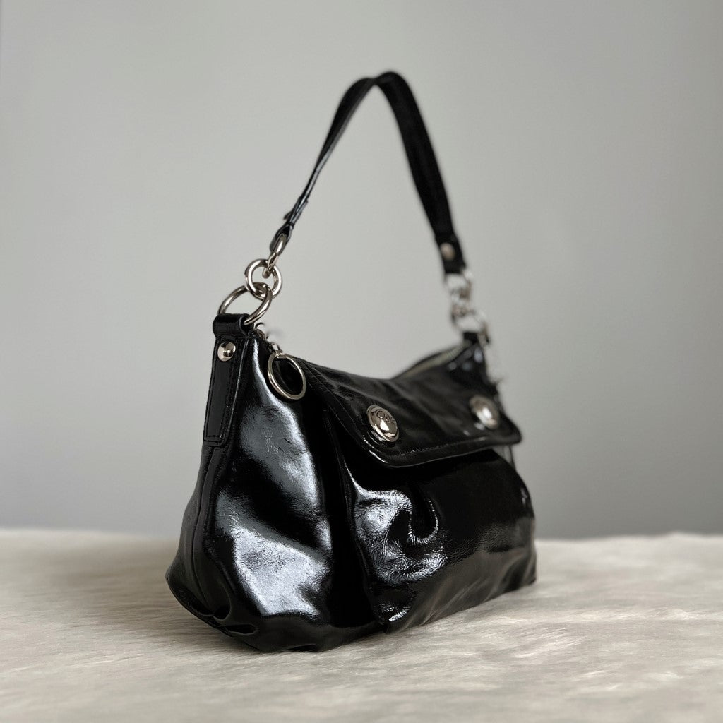 Coach black patent leather tote best sale