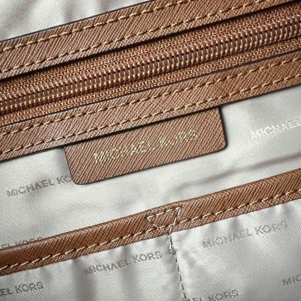 Michael Kors MK Monogram Triple Compartment Career Shoulder Bag Excellent