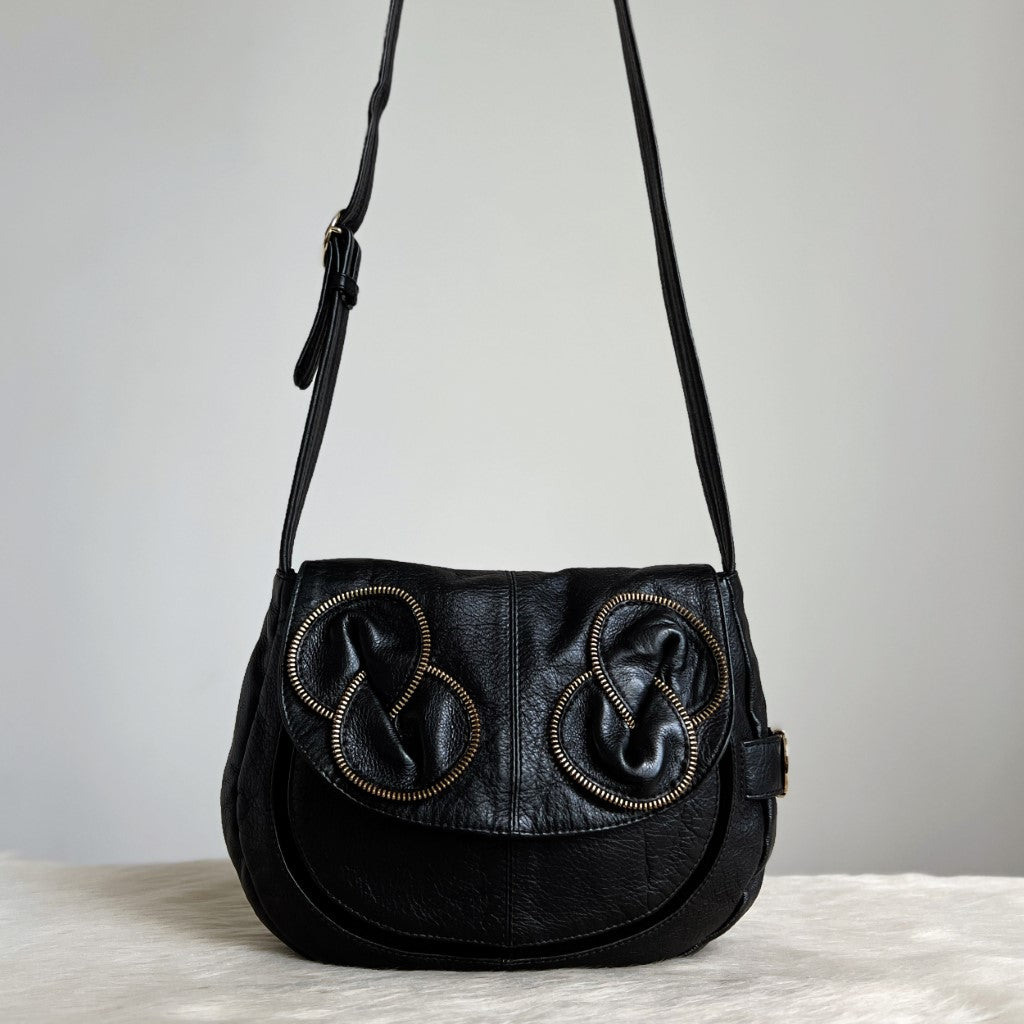 See by Chloe Black Leather Bow Detail Crossbody Shoulder Bag