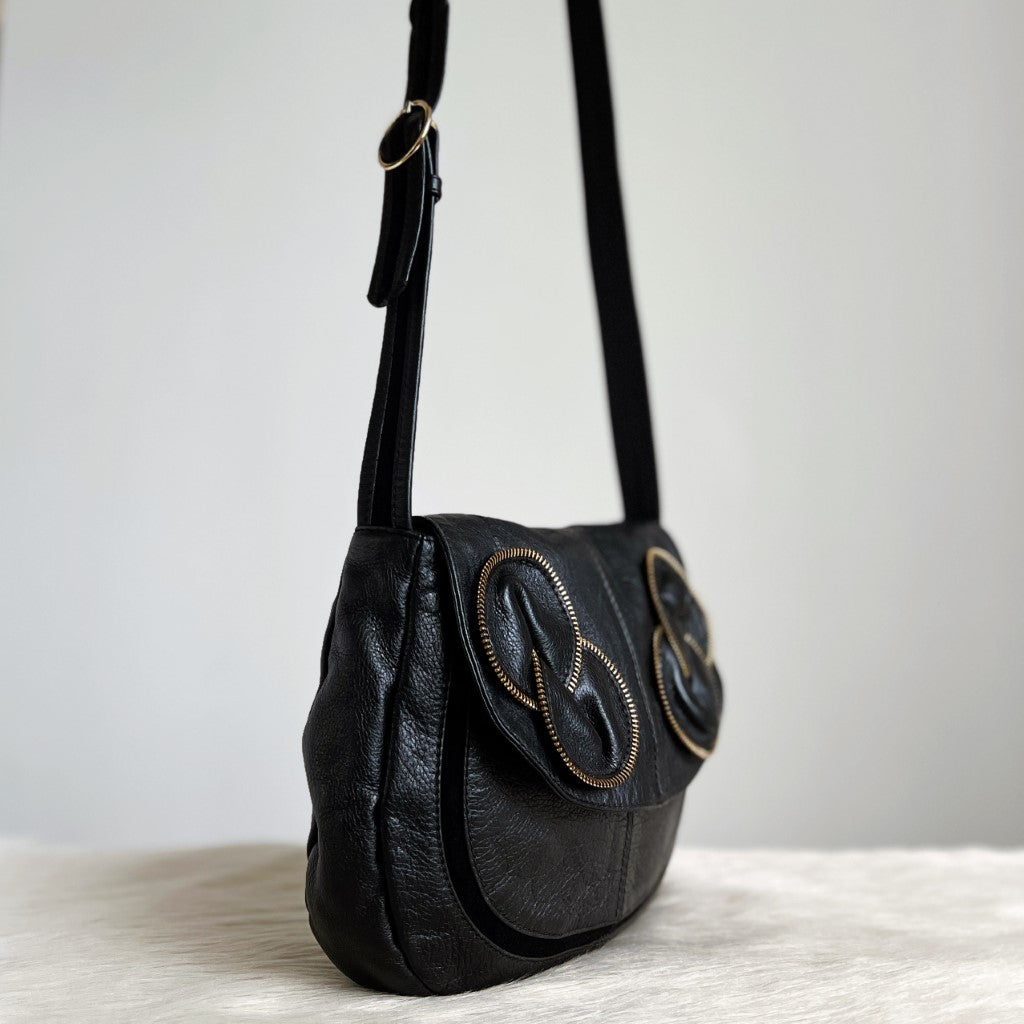 See by Chloe Black Leather Bow Detail Crossbody Shoulder Bag