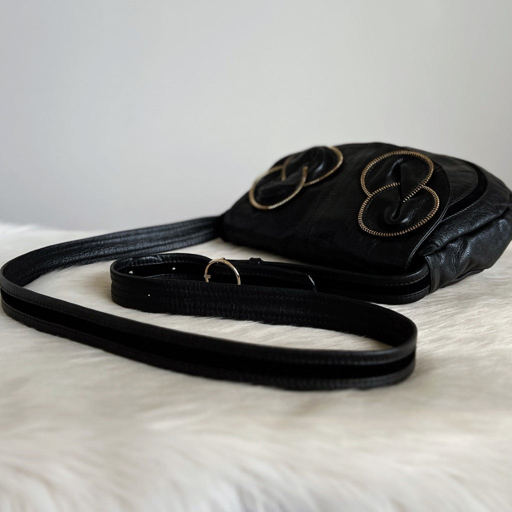 See by Chloe Black Leather Bow Detail Crossbody Shoulder Bag