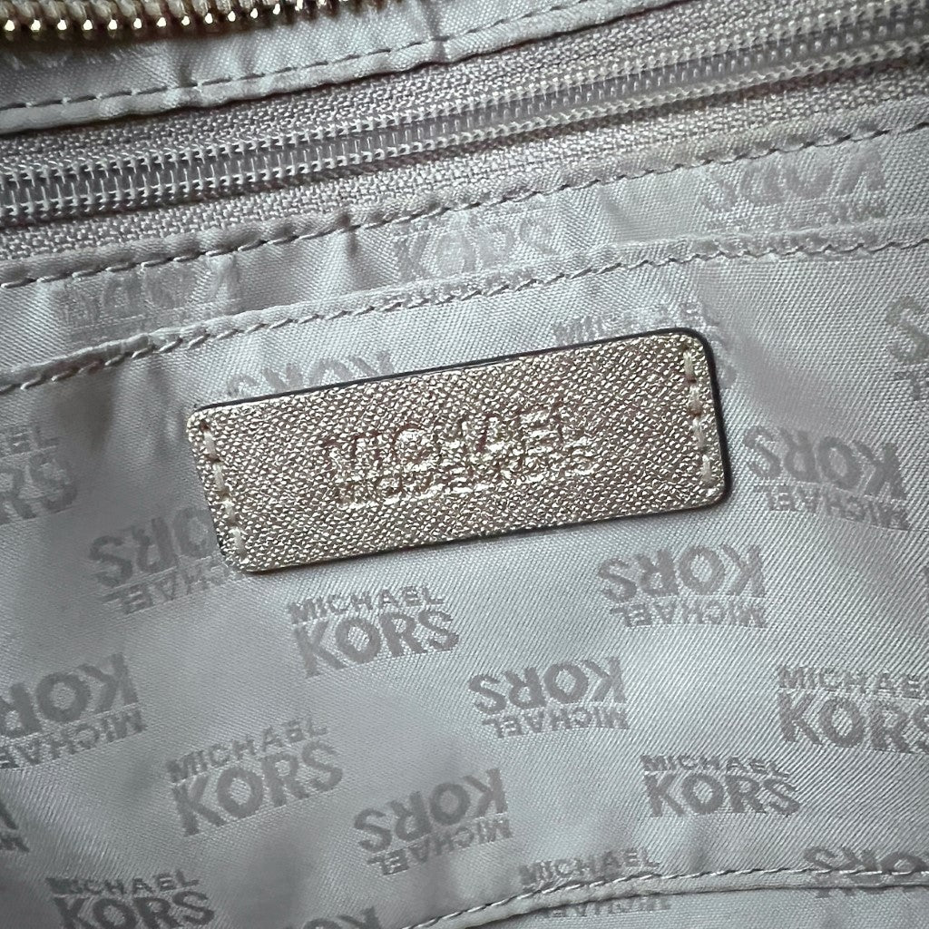 Michael Kors Gold Leather MK Monogram 2 Way Shoulder Bag