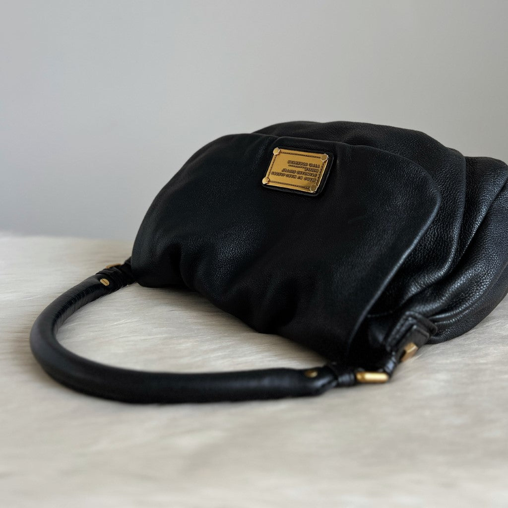 Marc Jacobs Black Leather Flap Closure 2 Way Shoulder Bag