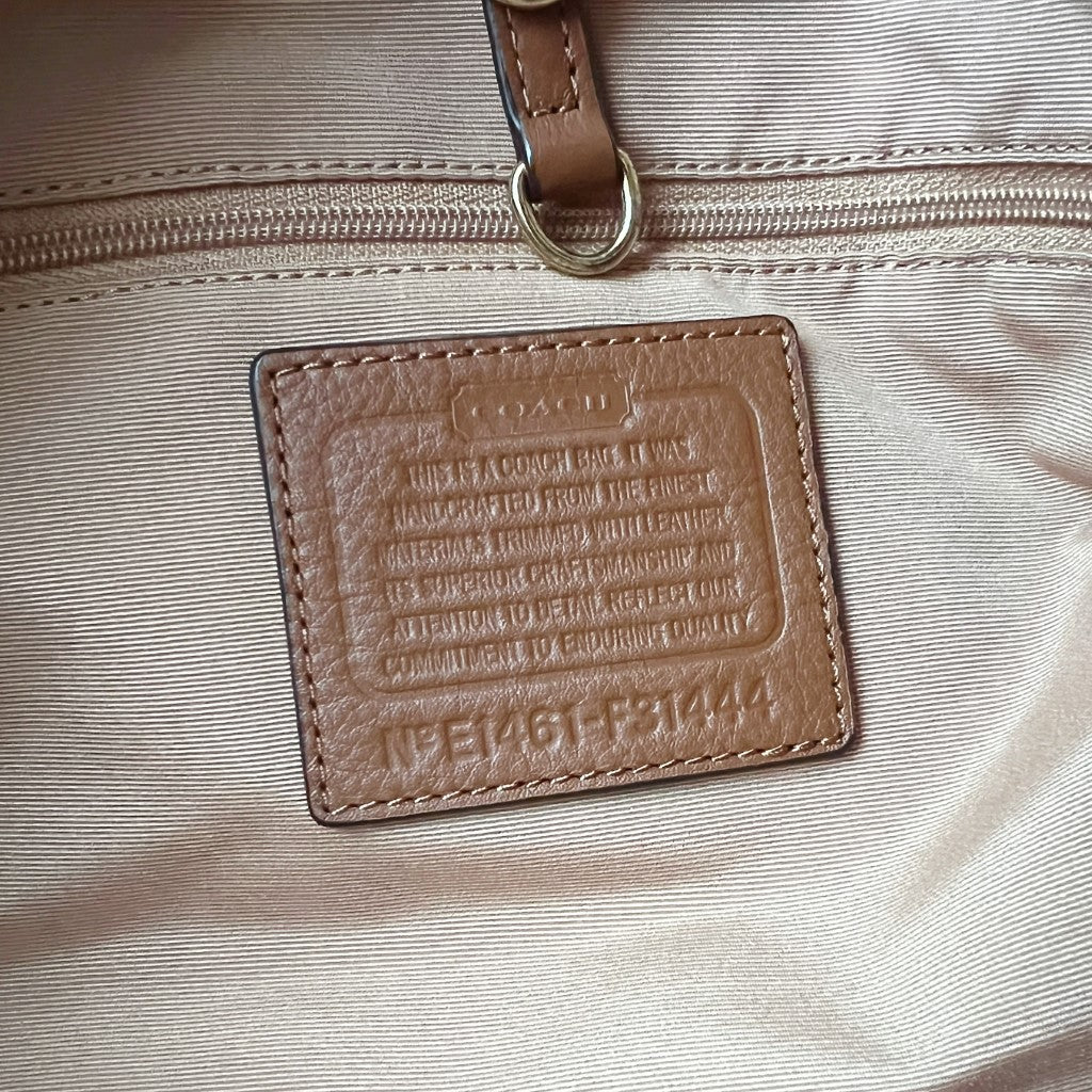 Coach Caramel Leather Monogram Colour Block Large Shoulder Bag