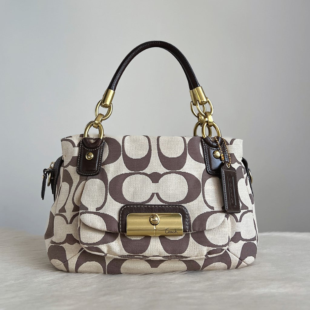 Coach Signature Monogram Front Pocket Tote Bag