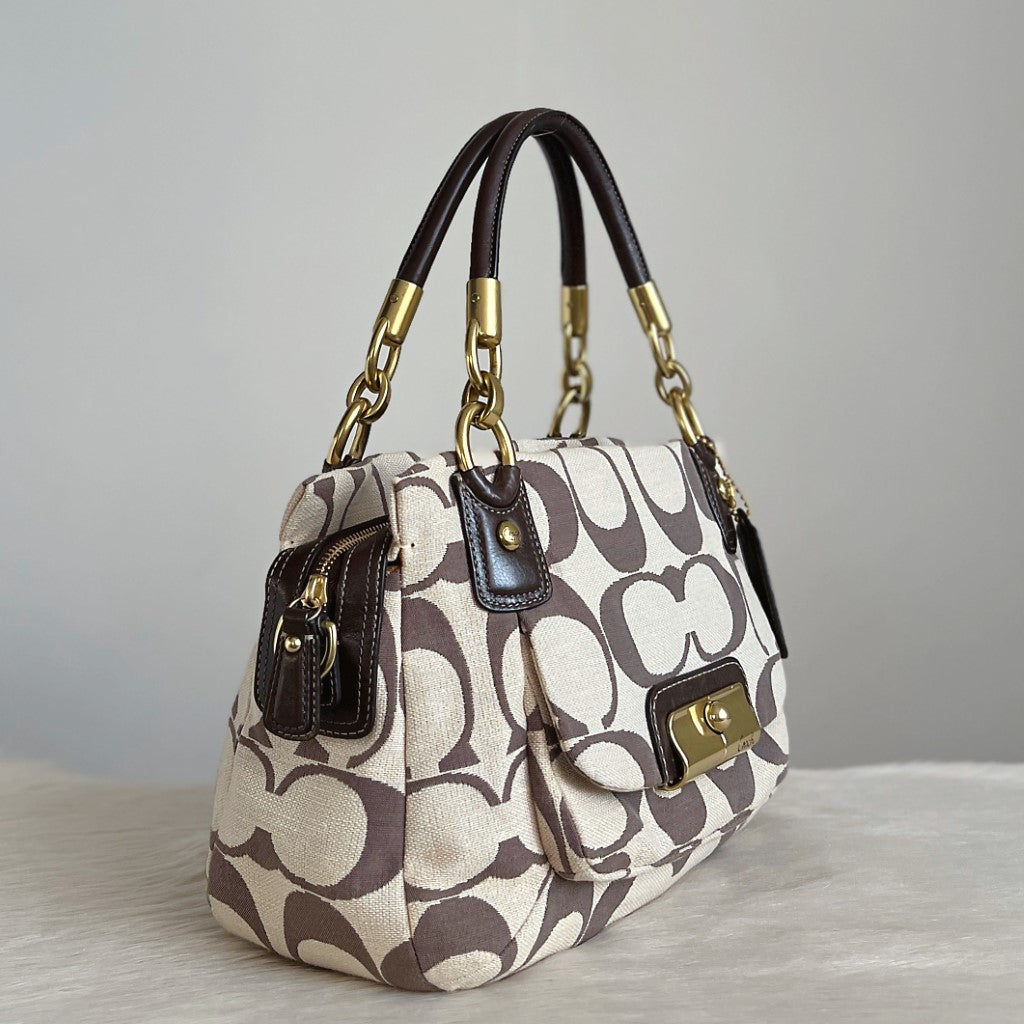 Coach Signature Monogram Front Pocket Tote Bag