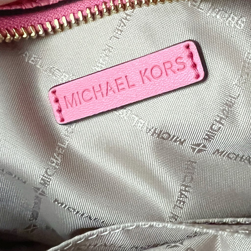 Michael Kors Pink Leather MK Monogram Small Crossbody Shoulder Bag Like New