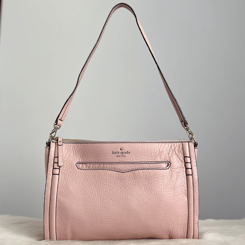 Kate Spade Pink Leather Front Pocket Detail Shoulder Bag