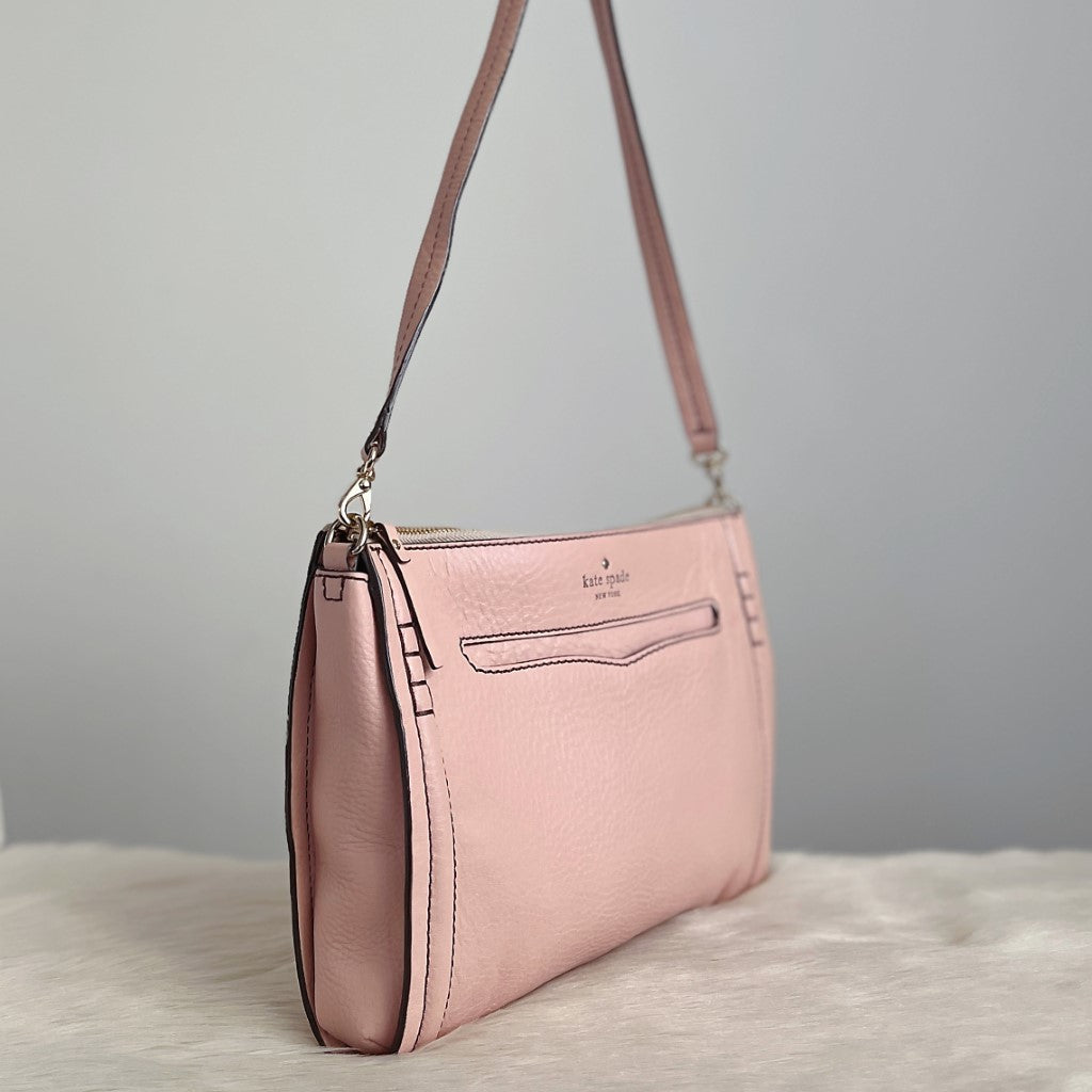 Kate Spade Pink Leather Front Pocket Detail Shoulder Bag